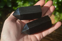 Polished Black Basalt Points x 6 From Madagascar - Toprock Gemstones and Minerals