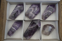 Polished Chevron Amethyst Points x 6 From Zambia - Toprock Gemstones and Minerals