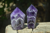 Polished Chevron Amethyst Points x 6 From Zambia - Toprock Gemstones and Minerals