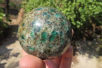 Polished Rare Emerald Mica In Matrix Spheres x 2 From Mutoko, Zimbabwe - Toprock Gemstones and Minerals