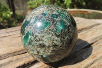 Polished Rare Emerald Mica In Matrix Spheres x 2 From Mutoko, Zimbabwe - Toprock Gemstones and Minerals