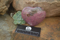 Polished Rhodonite Gemstone Hearts x 4 From Madagascar - Toprock Gemstones and Minerals