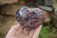 Polished Rhodonite Gemstone Hearts x 4 From Madagascar - Toprock Gemstones and Minerals