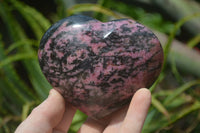 Polished Rhodonite Gemstone Hearts x 4 From Madagascar - Toprock Gemstones and Minerals