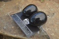 Polished Black Tourmaline Gemstone Eggs x 6 From Madagascar - Toprock Gemstones and Minerals