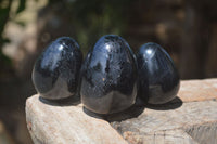 Polished Black Tourmaline Gemstone Eggs x 6 From Madagascar - Toprock Gemstones and Minerals