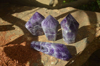 Polished Chevron Amethyst Crystals x 4 From Zambia - Toprock Gemstones and Minerals