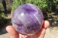 Polished Chevron Amethyst Spheres x 2 From Madagascar - Toprock Gemstones and Minerals