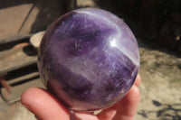Polished Chevron Amethyst Spheres x 2 From Madagascar - Toprock Gemstones and Minerals