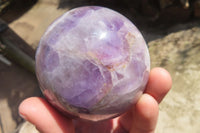 Polished Chevron Amethyst Spheres x 2 From Madagascar - Toprock Gemstones and Minerals