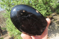Polished Black Tourmaline Standing Free Forms x 3 From Madagascar - Toprock Gemstones and Minerals