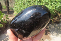 Polished Black Tourmaline Standing Free Forms x 3 From Madagascar - Toprock Gemstones and Minerals