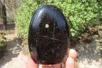Polished Black Tourmaline Standing Free Forms x 3 From Madagascar - Toprock Gemstones and Minerals