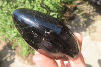 Polished Black Tourmaline Standing Free Forms x 3 From Madagascar - Toprock Gemstones and Minerals