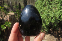 Polished Black Tourmaline Standing Free Forms x 3 From Madagascar - Toprock Gemstones and Minerals