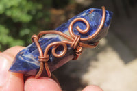 Polished Copper Wire Wrapped Sodalite Pendants x 12 From South Africa - Toprock Gemstones and Minerals