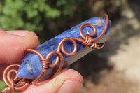 Polished Copper Wire Wrapped Sodalite Pendants x 12 From South Africa - Toprock Gemstones and Minerals