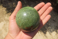 Polished Green Chrysoprase Spheres x 2 From Madagascar - Toprock Gemstones and Minerals