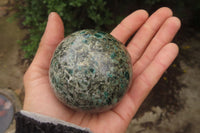 Polished Rare Emerald Mica In Matrix Spheres x 2 From Mutoko, Zimbabwe - Toprock Gemstones and Minerals