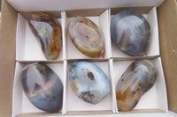 Polished Agate Standing Free Forms x 6 From Madagascar - Toprock Gemstones and Minerals