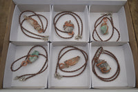 Polished Mixed Copper Wire Wrapped Pendants x 6 From Southern Africa - Toprock Gemstones and Minerals