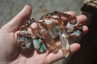 Polished Mixed Copper Wire Wrapped Pendants x 6 From Southern Africa - Toprock Gemstones and Minerals