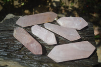 Polished Double Terminated Rose Quartz Points x 6 From Ambatondrazaka, Madagascar - Toprock Gemstones and Minerals