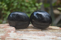 Polished Black Tourmaline Palm Stones x 24 From Madagascar - Toprock Gemstones and Minerals
