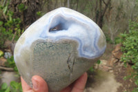 Polished Blue Lace Agate Geode Specimens x 2 From Nsanje, Malawi - Toprock Gemstones and Minerals