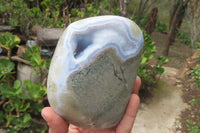 Polished Blue Lace Agate Geode Specimens x 2 From Nsanje, Malawi - Toprock Gemstones and Minerals