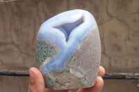 Polished Blue Lace Agate Geode Specimens x 2 From Nsanje, Malawi - Toprock Gemstones and Minerals