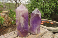 Polished Chevron Amethyst Points x 2 From Madagascar - Toprock Gemstones and Minerals