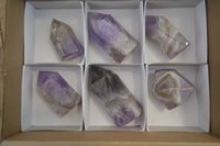 Polished Chevron Amethyst Points x 6 From Madagascar - Toprock Gemstones and Minerals