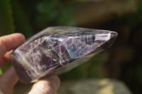 Polished Chevron Amethyst Point-Prisms x 2 from Zambia - Toprock Gemstones and Minerals