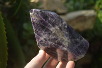 Polished Chevron Amethyst Point-Prisms x 2 from Zambia - Toprock Gemstones and Minerals