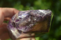 Polished Chevron Amethyst Point-Prisms x 2 from Zambia - Toprock Gemstones and Minerals