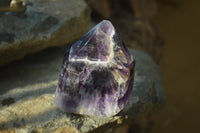 Polished Chevron Amethyst Point-Prisms x 2 from Zambia - Toprock Gemstones and Minerals