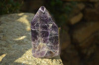 Polished Chevron Amethyst Point-Prisms x 2 from Zambia - Toprock Gemstones and Minerals
