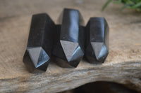 Polished Black Basalt Point-Prisms x 12 From Antsirabe, Madagascar - Toprock Gemstones and Minerals