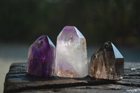 Polished Smokey Amethyst Window Quartz Points x 20 From Akansobe, Madagascar - Toprock Gemstones and Minerals
