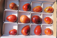 Polished Carnelian Gemstone Eggs x 12 From Madagascar - Toprock Gemstones and Minerals