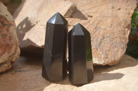 Polished Black Basalt Points x 12 From Madagascar - Toprock Gemstones and Minerals