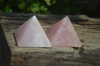 Polished Rose Quartz Pyramids x 4 From Madagascar - Toprock Gemstones and Minerals