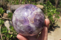 Polished Chevron Amethyst Spheres x 2 From Madagascar - Toprock Gemstones and Minerals