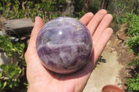 Polished Chevron Amethyst Spheres x 2 From Madagascar - Toprock Gemstones and Minerals