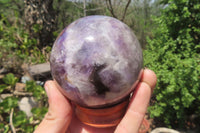 Polished Chevron Amethyst Spheres x 2 From Madagascar - Toprock Gemstones and Minerals