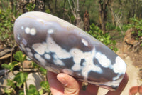 Polished Snow / Orca Agate Standing Free Forms x 2 From West Coast, Madagascar - Toprock Gemstones and Minerals
