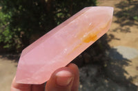 Polished Double Terminated Rose Quartz Points x 6 From Madagascar - Toprock Gemstones and Minerals