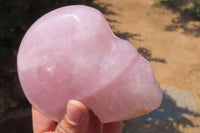 Polished Rose Quartz Skull Carvings x 2 From Madagascar - Toprock Gemstones and Minerals