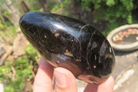 Polished Black Tourmaline Standing Free Forms x 3 From Madagascar - Toprock Gemstones and Minerals
